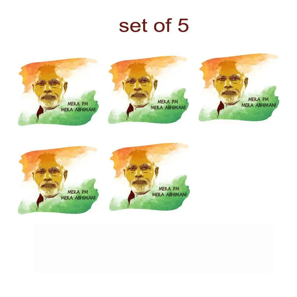 Set of 5 Namo Again Narendra Modi ji Scooty Sticker/Self Adhesive Peel and Stick DIY Vinyl Scooty Graphics/Fits All Scooty / 12 cm x 10 cm