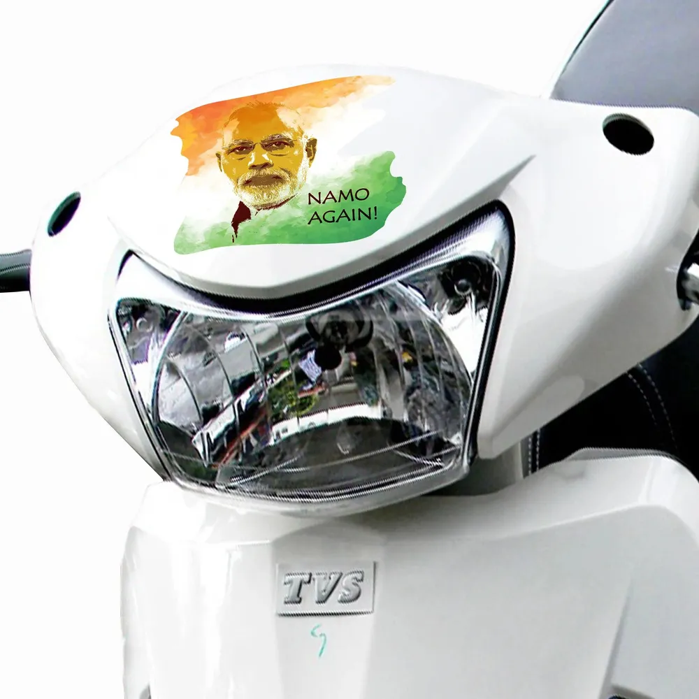 Set of 5 Namo Again Narendra Modi ji Scooty Sticker/Self Adhesive Peel and Stick DIY Vinyl Scooty Graphics/Fits All Scooty / 12 cm x 10 cm