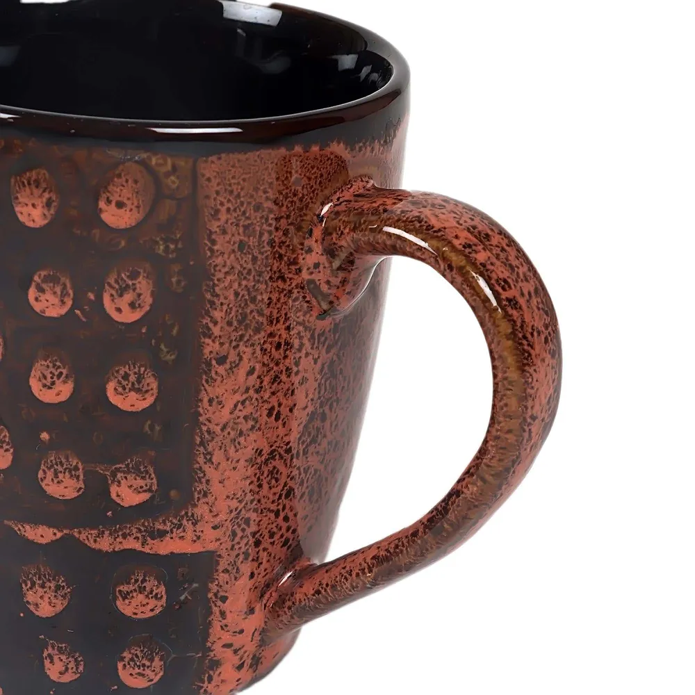 Set of 6 Premium Textured Ceramic Glossy Mug Set Blue