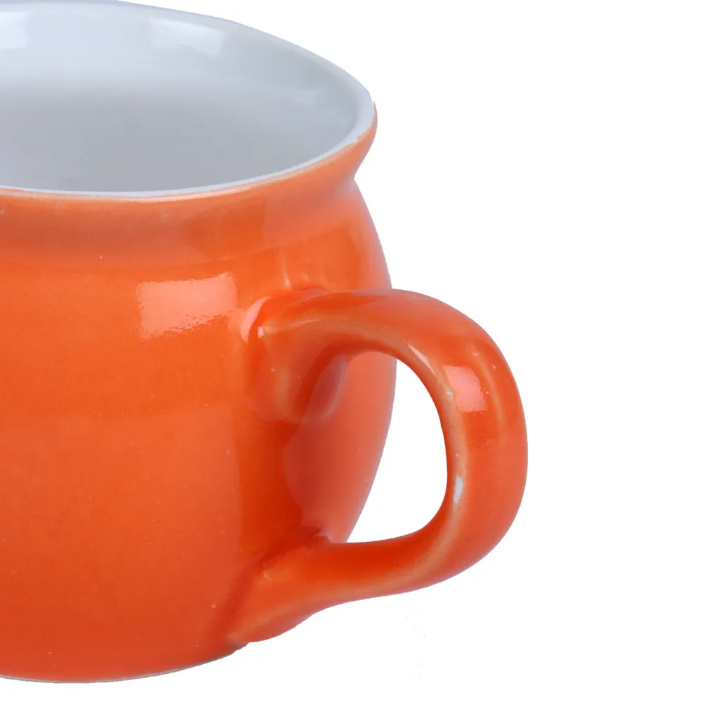 Set of 6 Quirky Dholak Shaped Premium Ceramic Tea/Coffee Cup Set Yellow