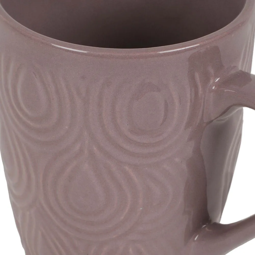 Set of 6 Solid Pastel Colored Textured Premium Ceramic Glossy Mug & Cup Set Without Tray