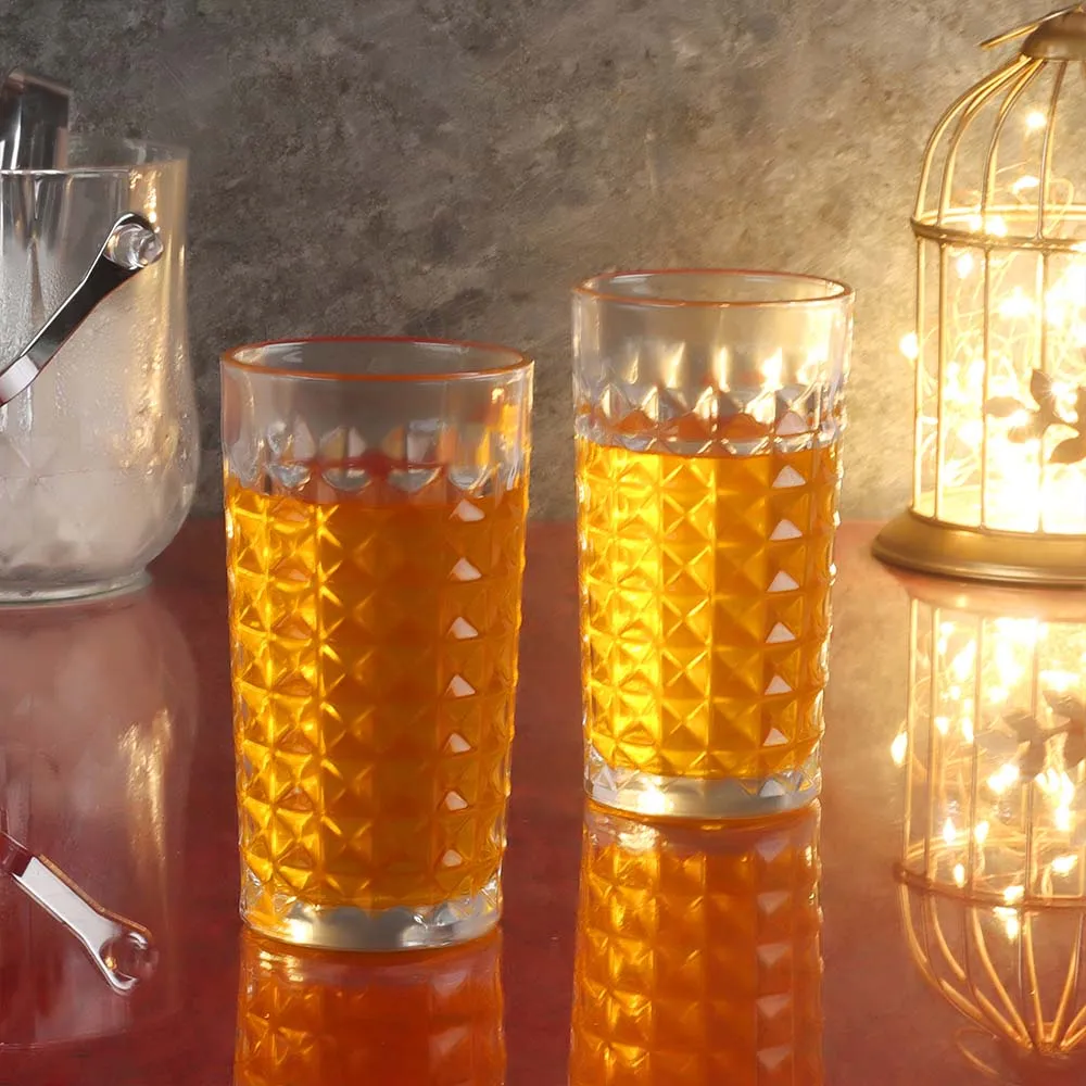 Set of 6 Tall & Tapered 6 Pieces Textured Premium Thick Juice/ Water Glass Set