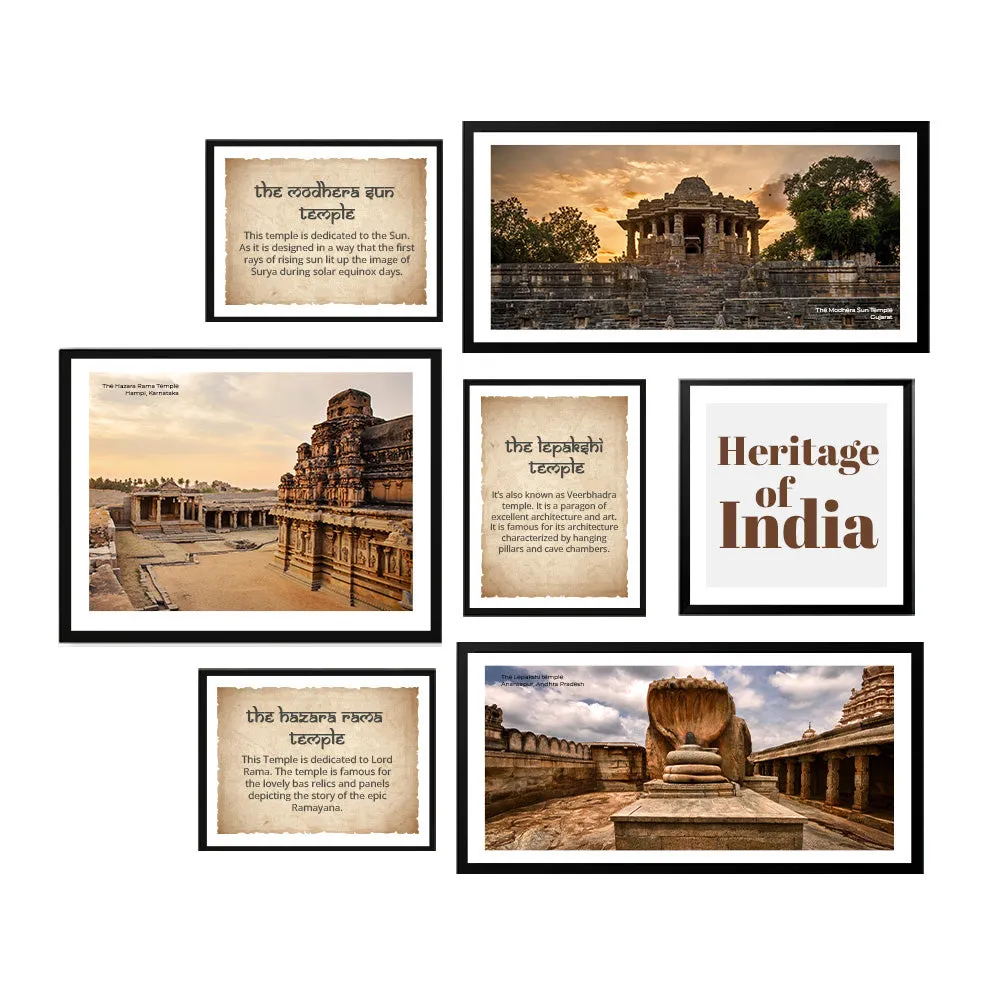 Set Of 7 Frame Sets Of Mystical Heritage Temples Of India