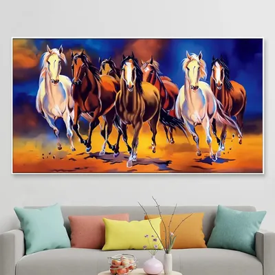 Seven Galloping Horses Canvas Painting