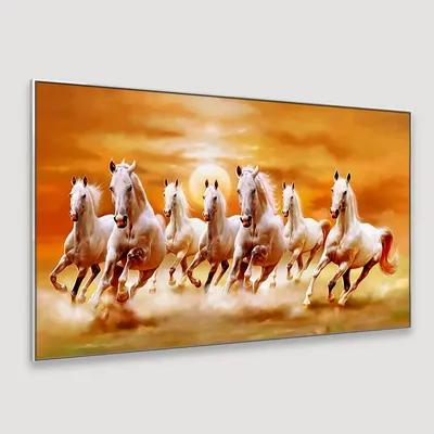 Seven Horses Panoramic Canvas Wall Painting