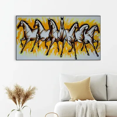 Seven Running Horses Canvas Painting