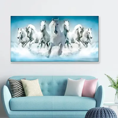 Seven Running Horses Canvas Wall Painting