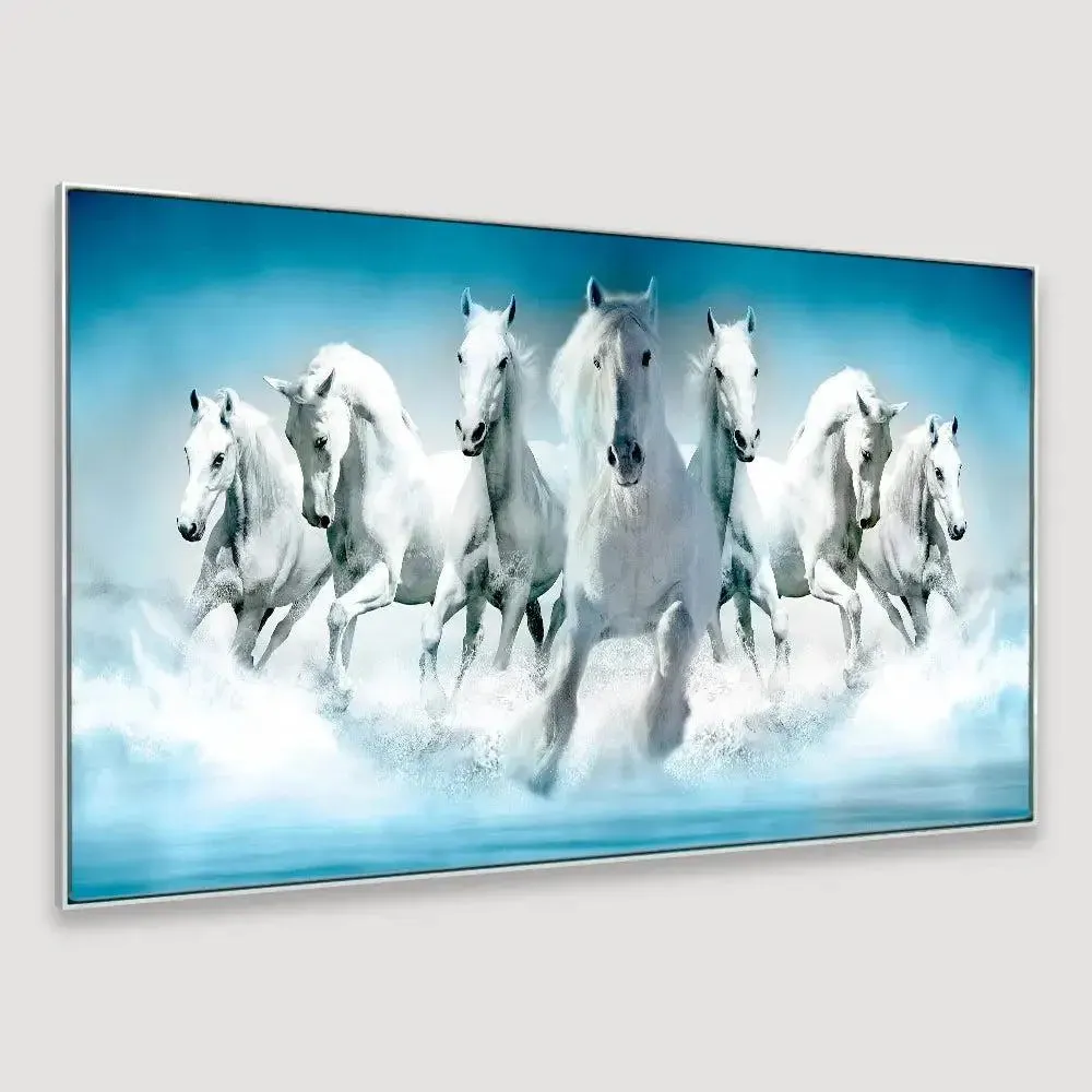 Seven Running Horses Canvas Wall Painting With Frame