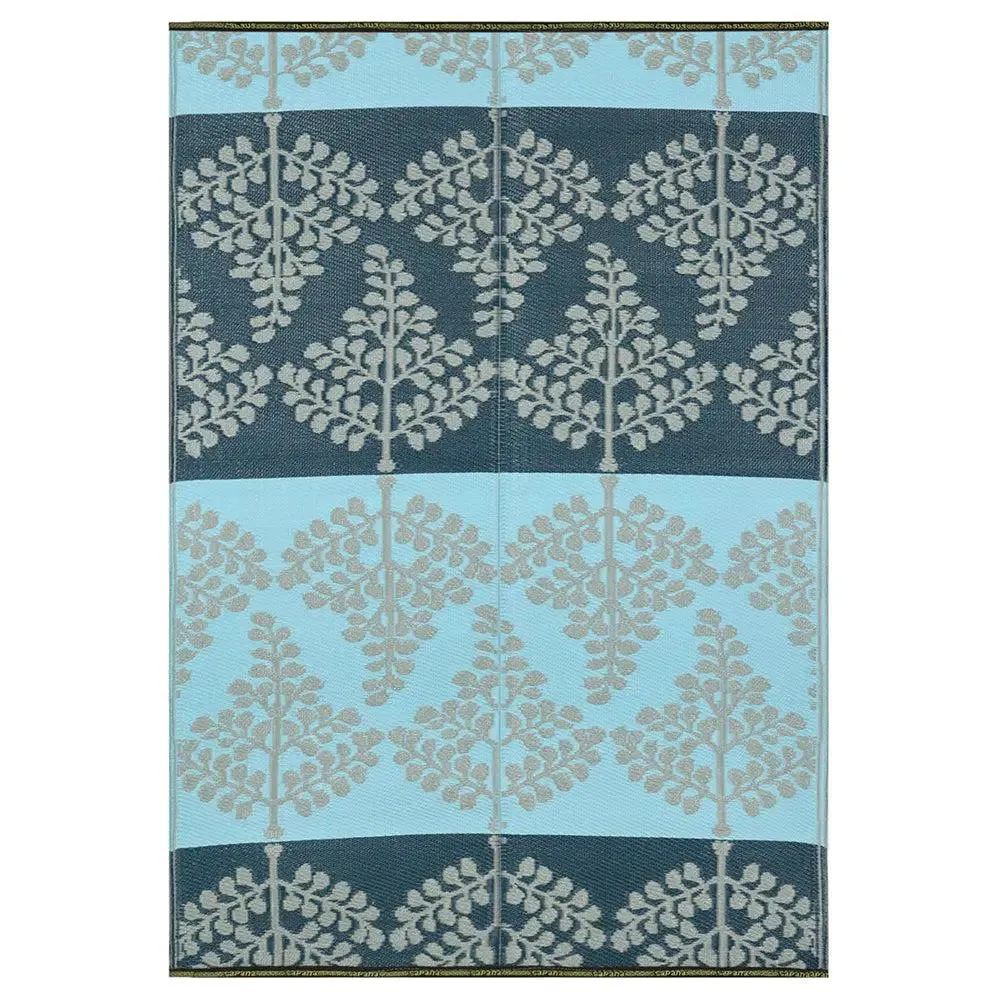 Shades Of Blue Floral Pattern Big Floor Mat