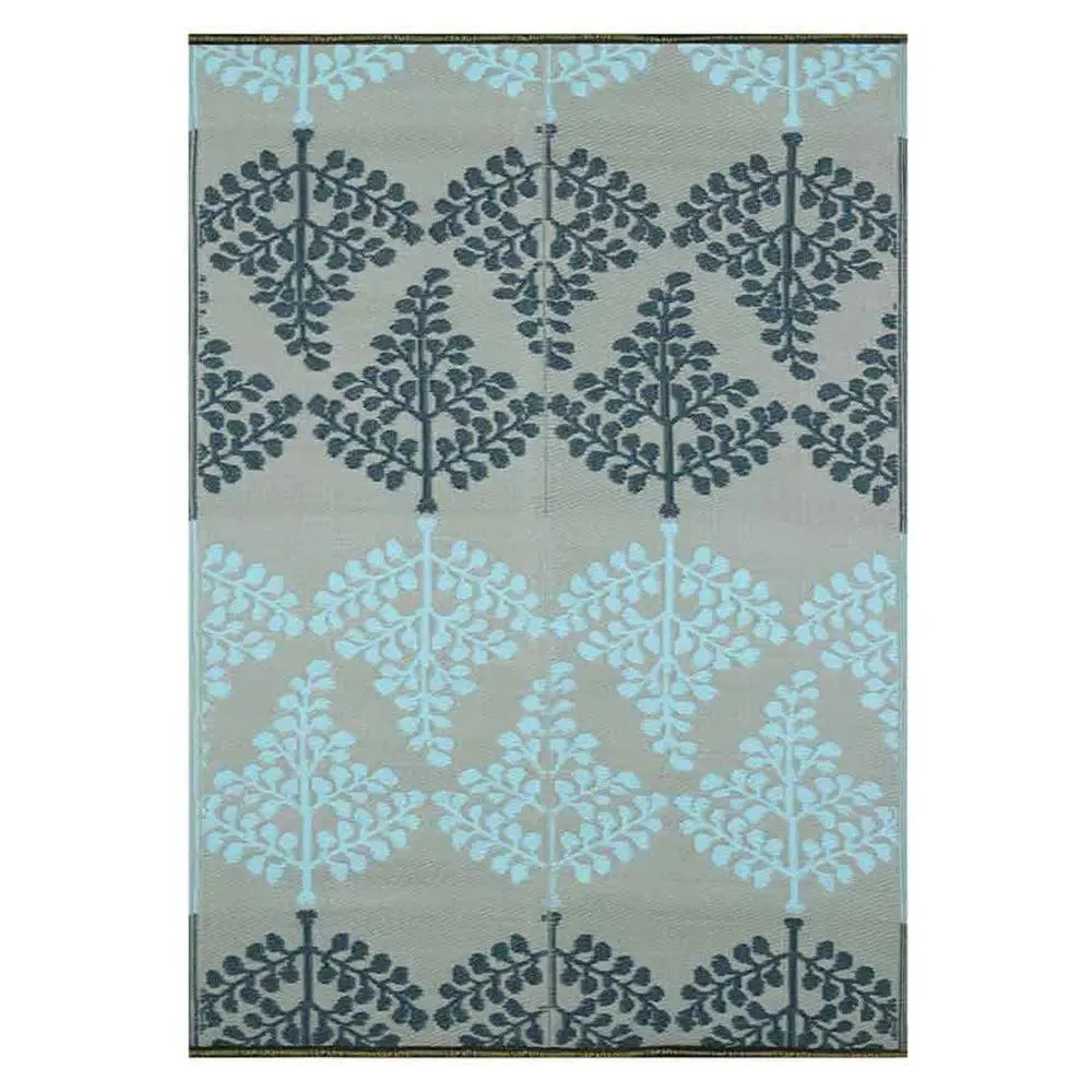 Shades Of Blue Floral Pattern Big Floor Mat