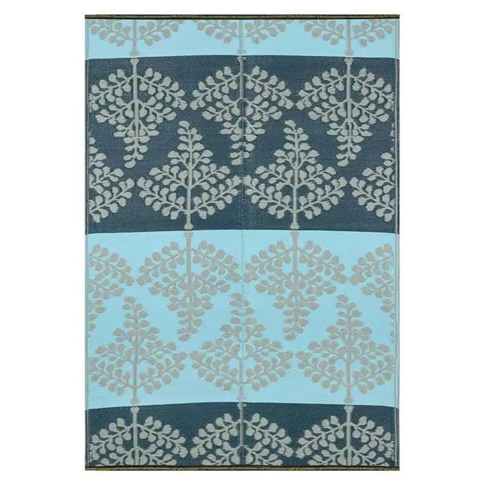 Shades Of Blue Floral Pattern Big Floor Mat