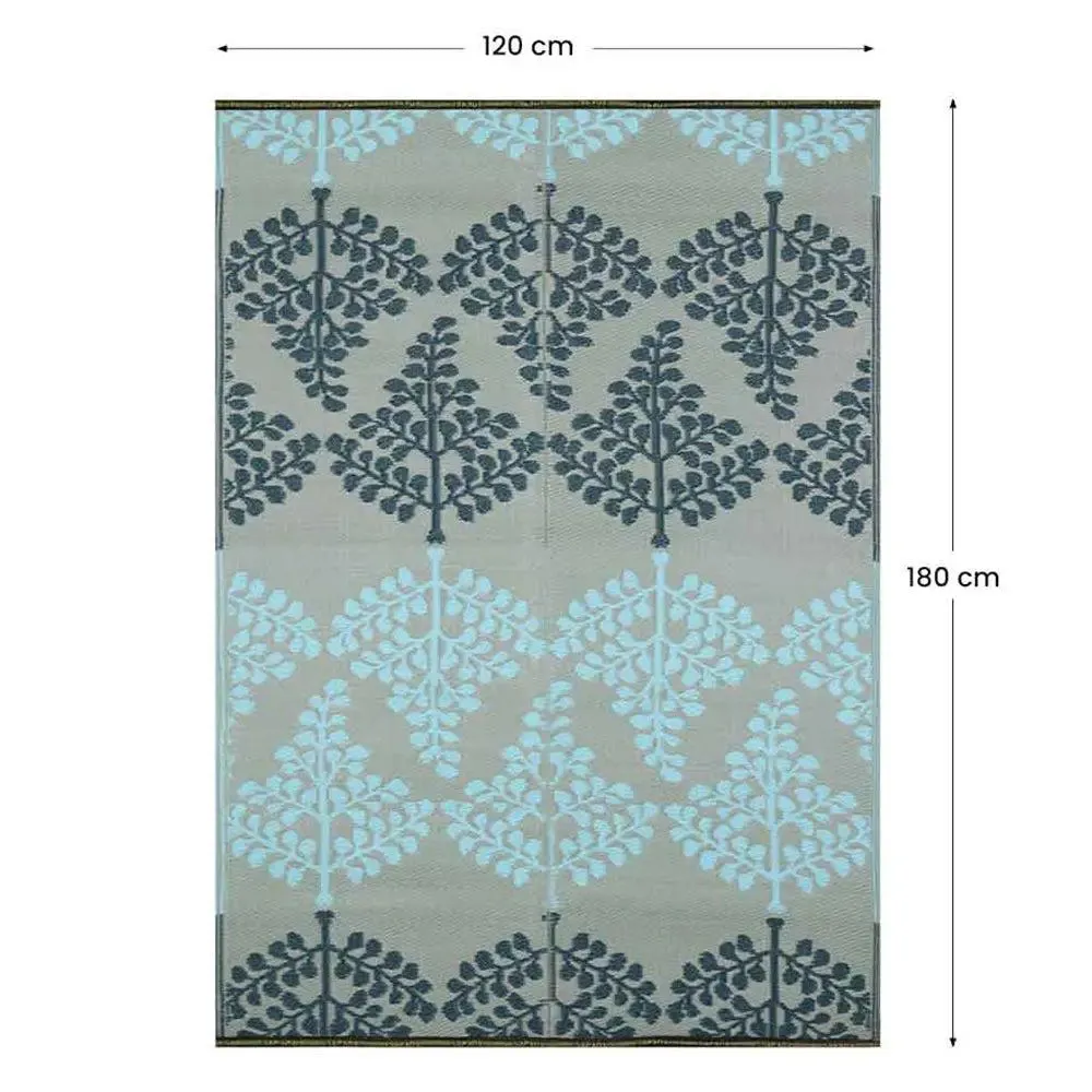 Shades Of Blue Floral Pattern Big Floor Mat