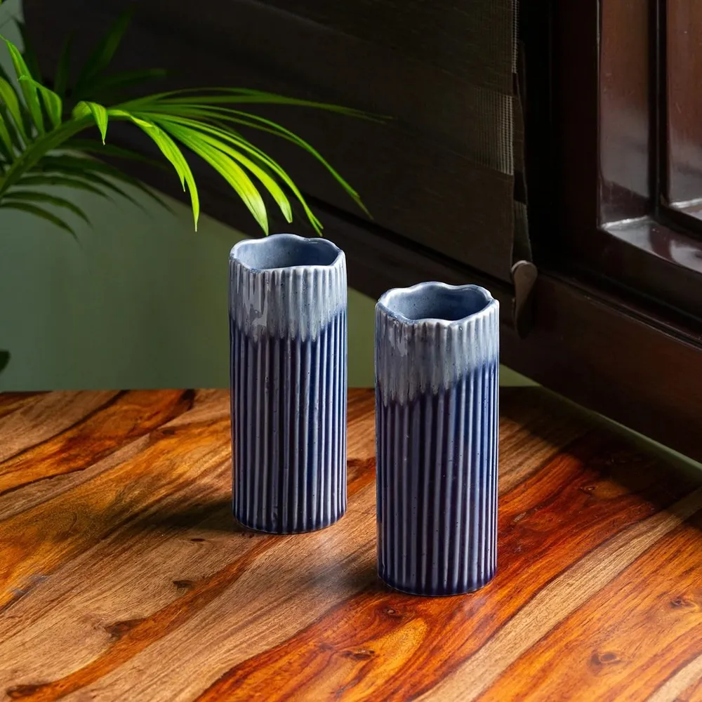 Shades Of Blue Modern Vase (Set of 2)