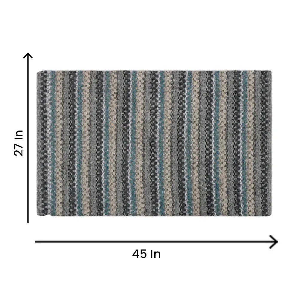 Shades Of Blue Traditional Pattern Handwoven Cotton Area Rug (27 x 45) Inches Single Piece