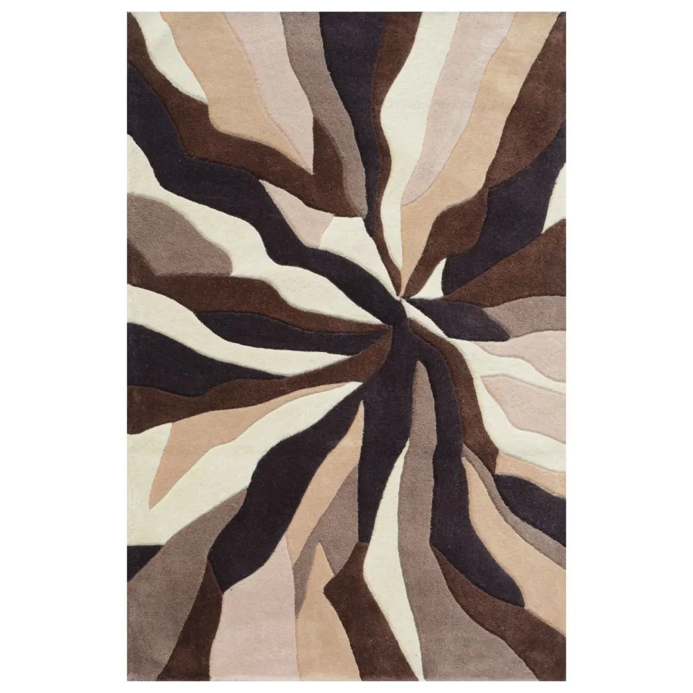 Shades Of Brown Waves Modern Designer Area Carpet 2*5ft