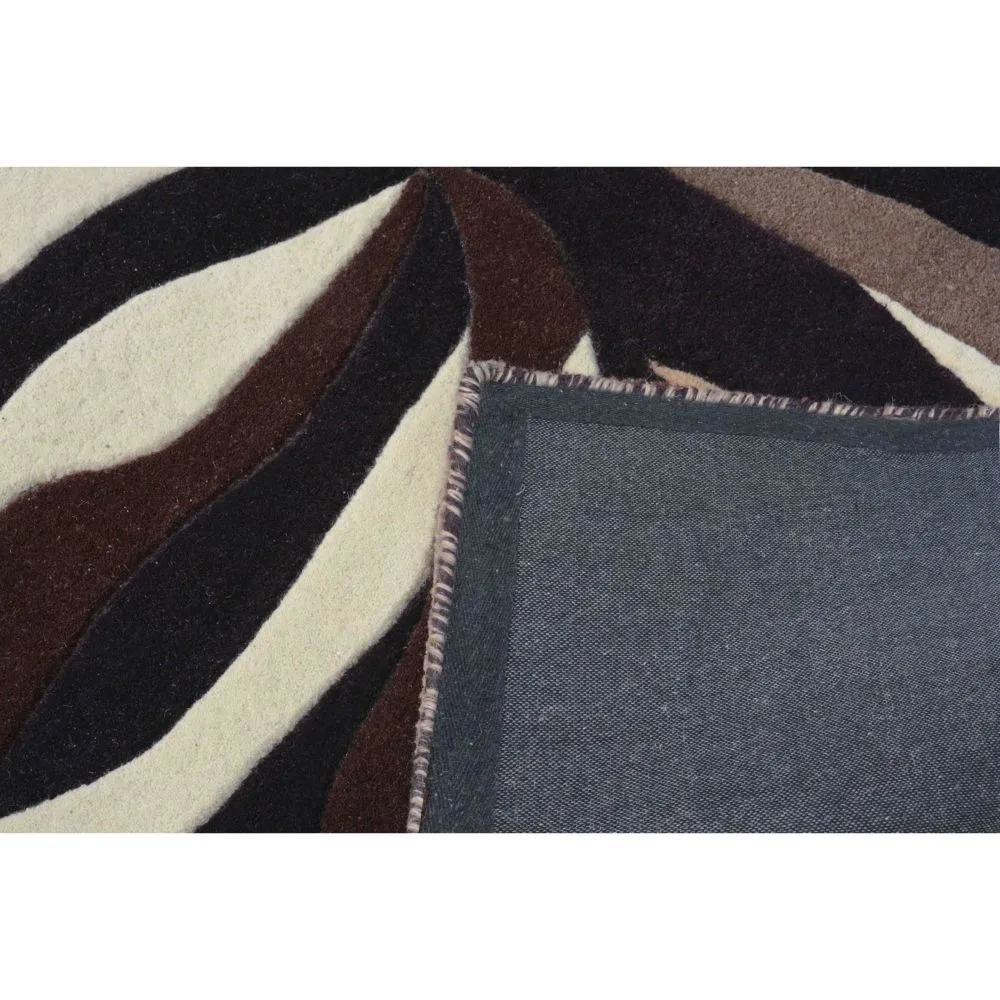 Shades Of Brown Waves Modern Designer Area Carpet 2*5ft