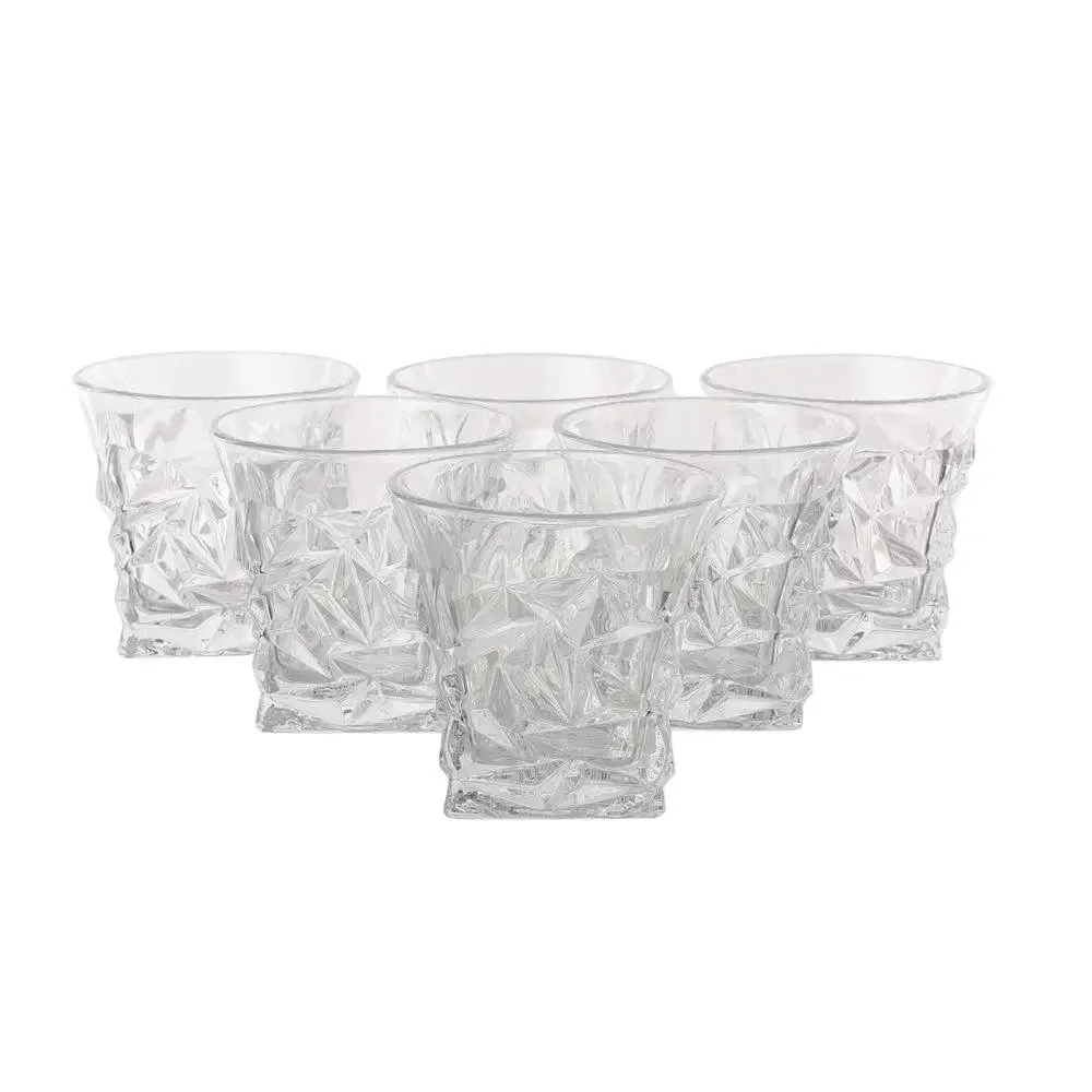 Sheer Diamond Cut Designer Whiskey Glasses Of 6