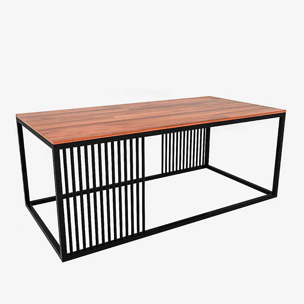 Sheesham Wood Centre Table for Living Room with Black Metal Accents