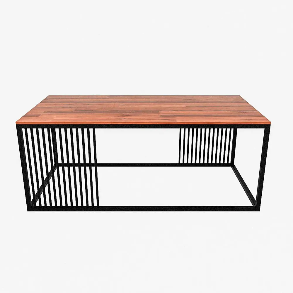 Sheesham Wood Centre Table for Living Room with Black Metal Accents