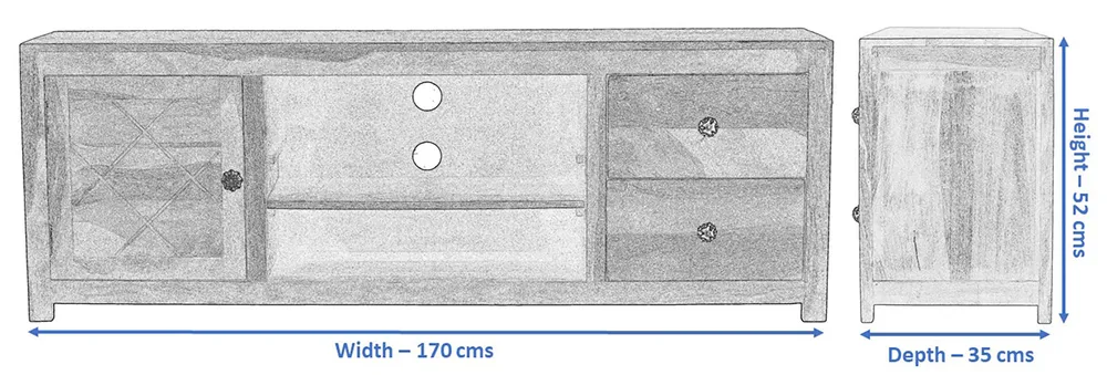 Sheesham Wood Dark Walnut TV Unit/ Multipurpose Cabinet