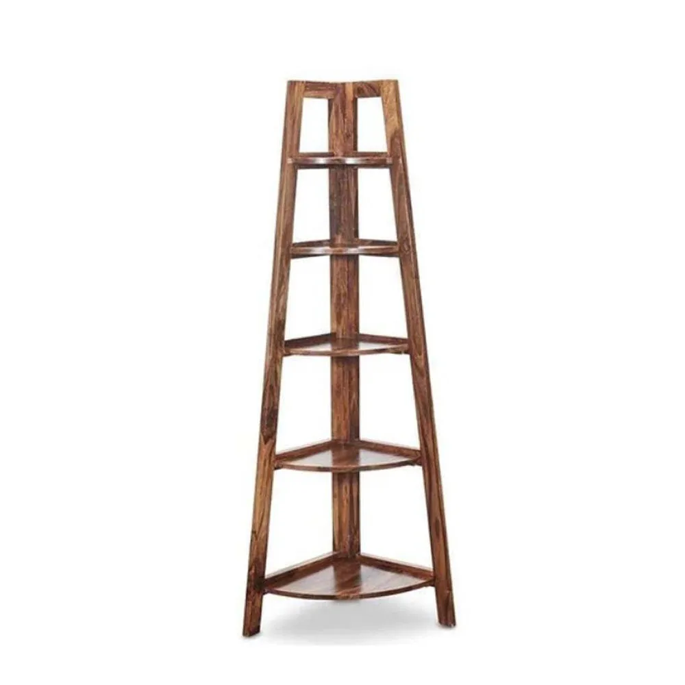 Sheesham Wood Designer Corner Bookshelf