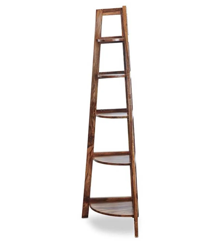 Sheesham Wood Designer Corner Bookshelf