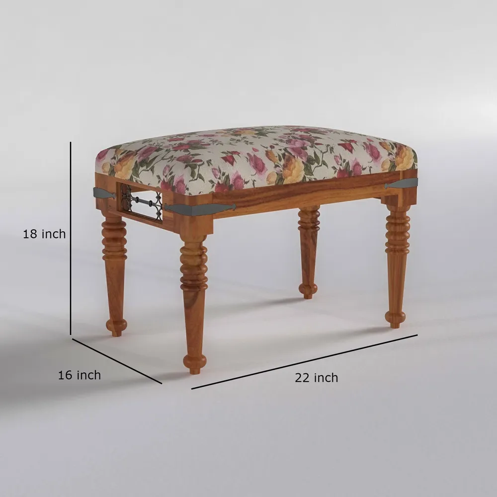 Sheesham Wood Dining with Floral Chairs (1Table + 4 Chairs)