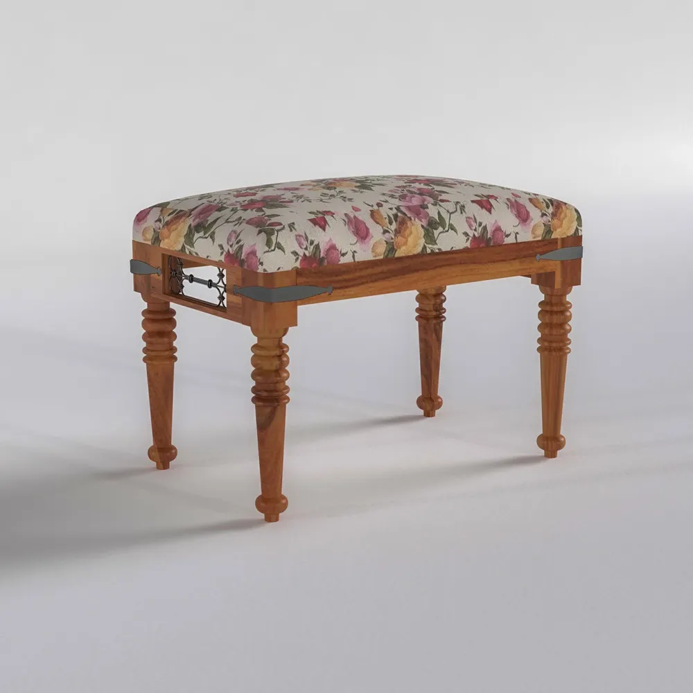 Sheesham Wood Dining with Floral Chairs (1Table + 4 Chairs)