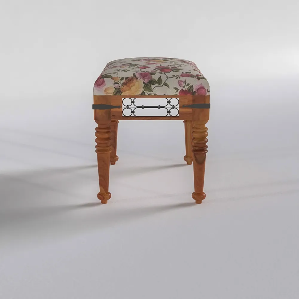 Sheesham Wood Dining with Floral Chairs (1Table + 4 Chairs)