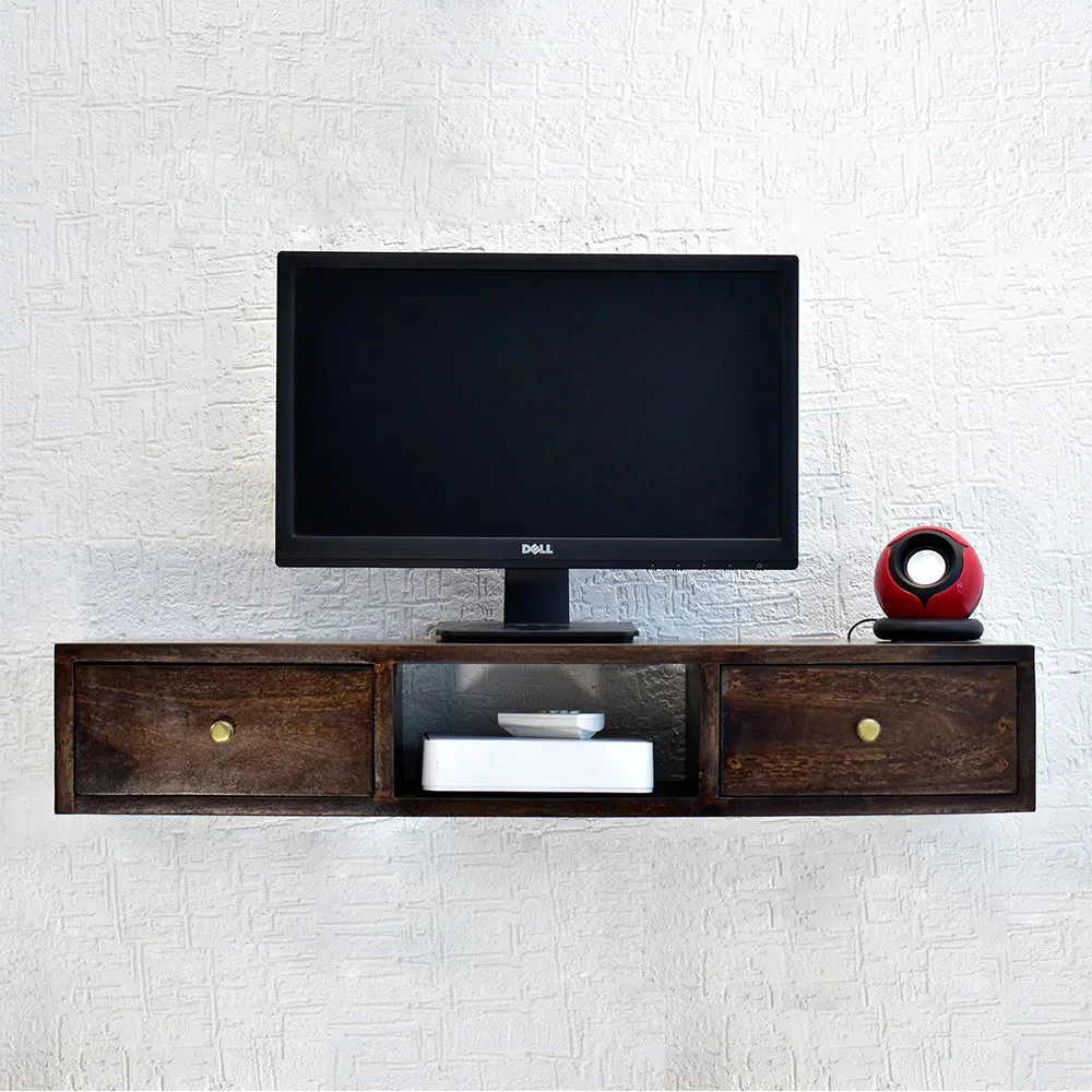 Sheesham Wood Double Drawer Dark Walnut TV Unit/Cabinet