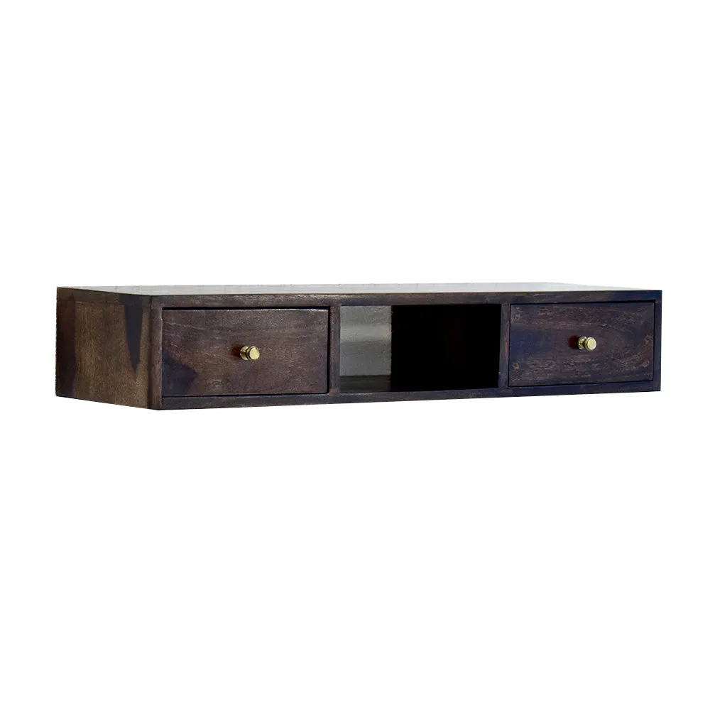 Sheesham Wood Double Drawer Dark Walnut TV Unit/Cabinet