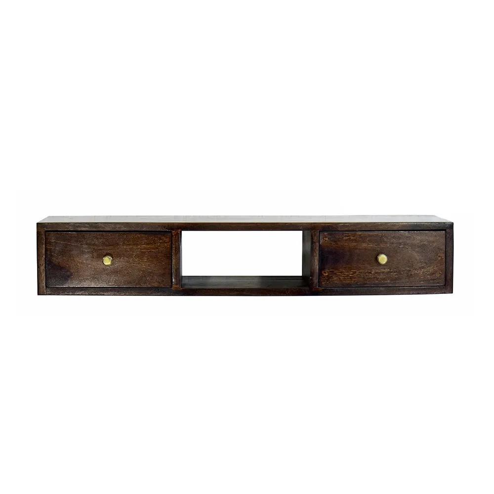 Sheesham Wood Double Drawer Dark Walnut TV Unit/Cabinet