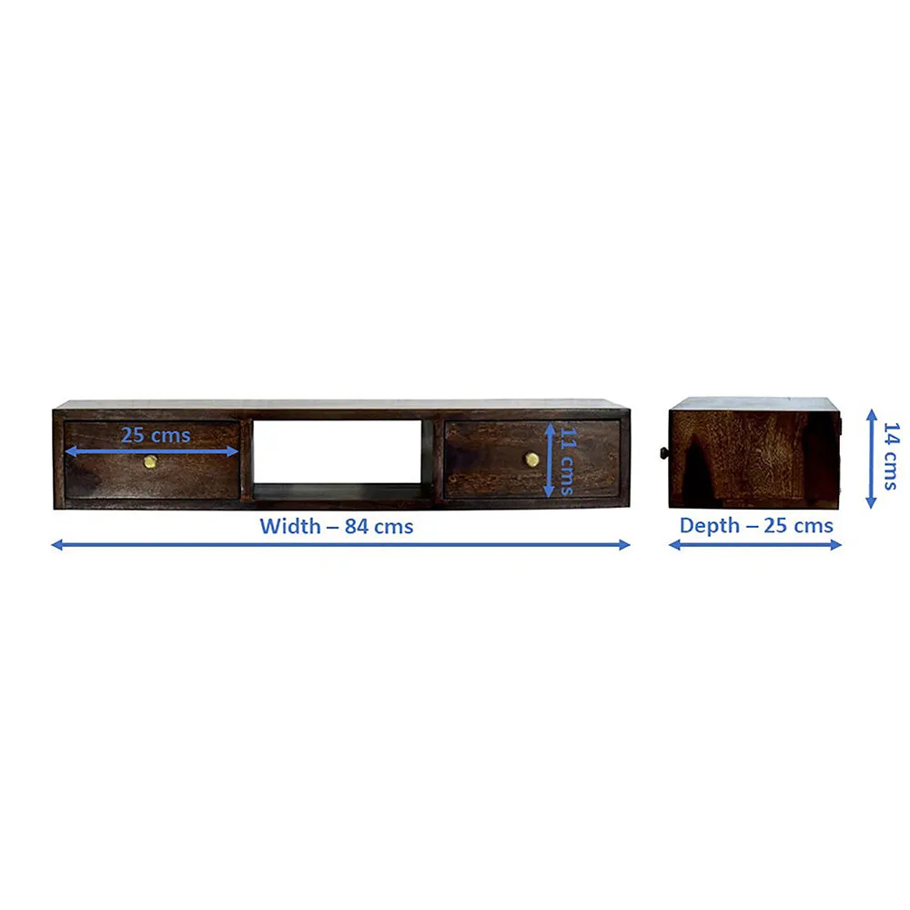 Sheesham Wood Double Drawer Dark Walnut TV Unit/Cabinet