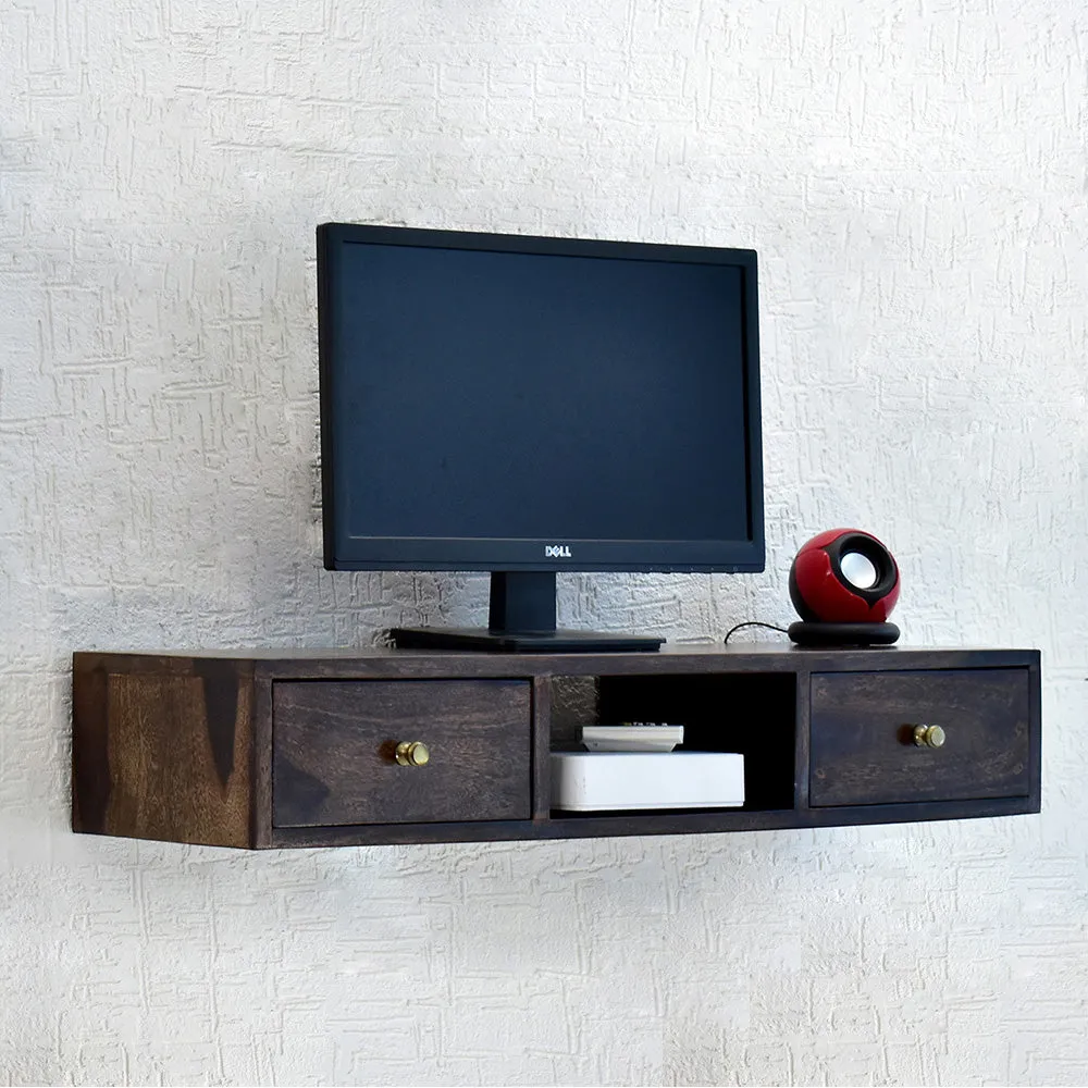 Sheesham Wood Double Drawer Dark Walnut TV Unit/Cabinet