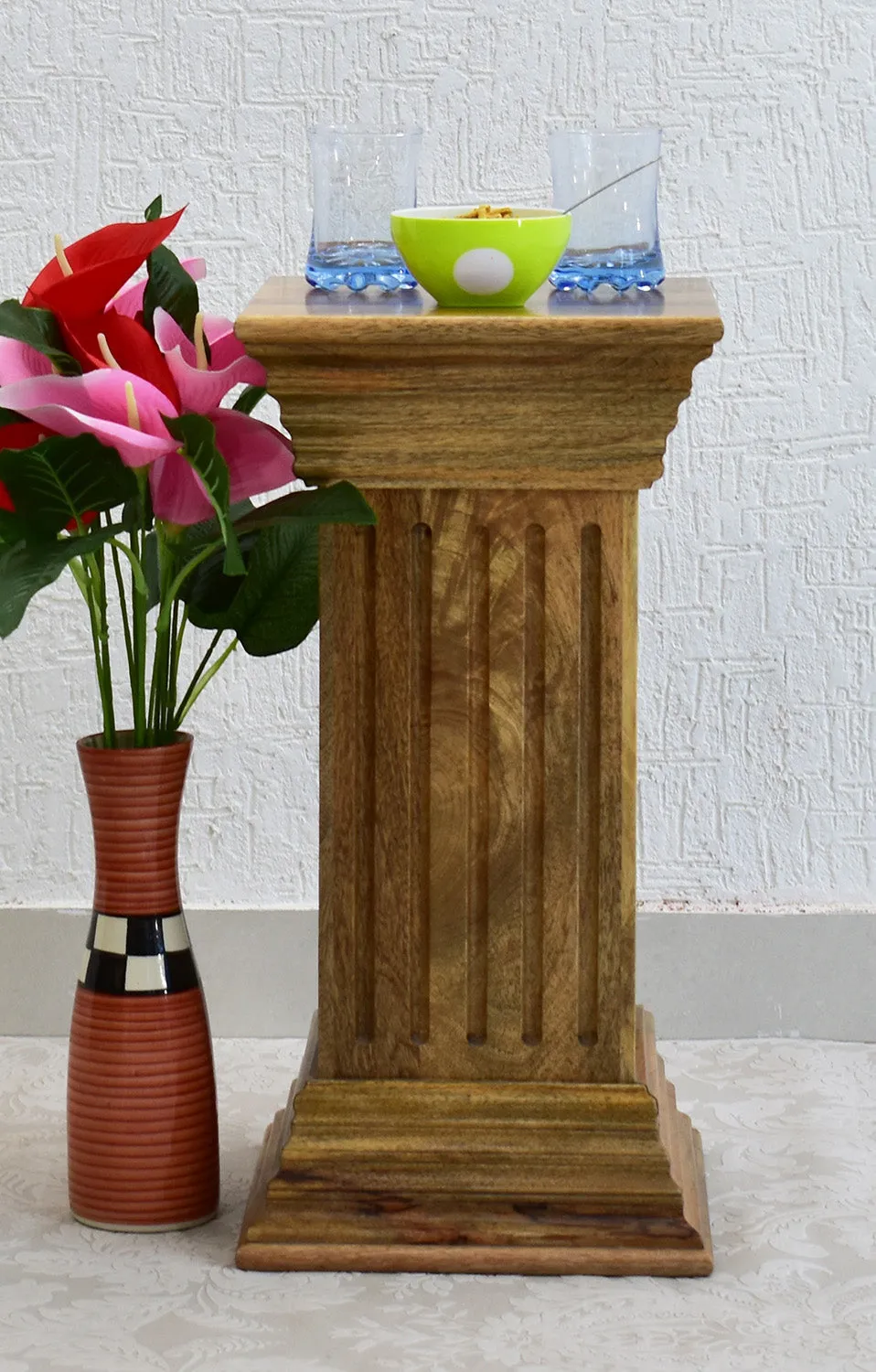 Sheesham Wood Natural Teak Multipurpose Pillar/ Lamp Stand Single Piece