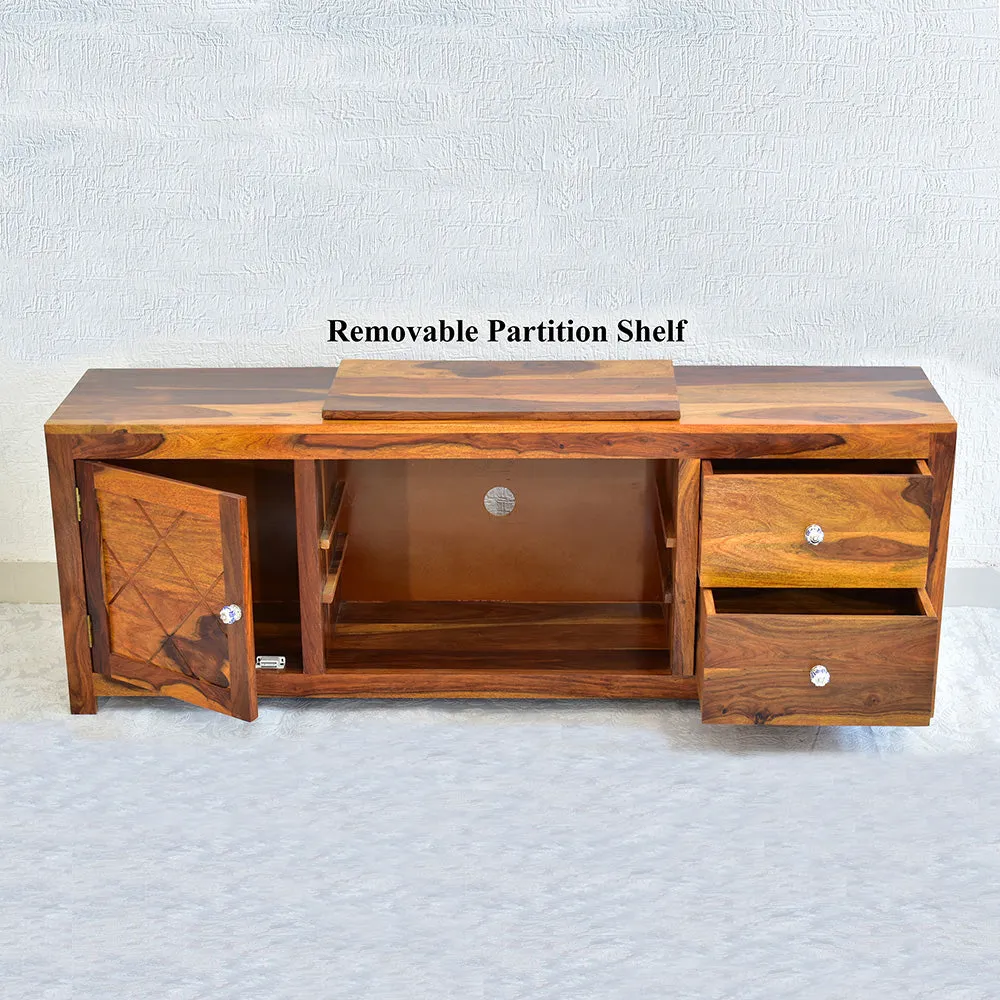 Sheesham Wood Natural Teak TV Unit/ Multipurpose Cabinet