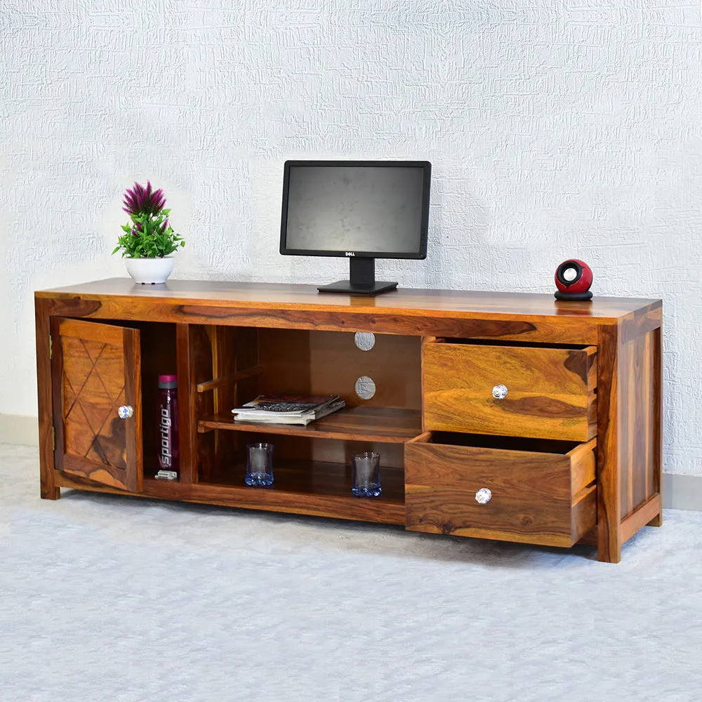 Sheesham Wood Natural Teak TV Unit/ Multipurpose Cabinet