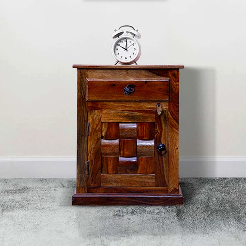 Sheesham Wood Storage Bedside Table