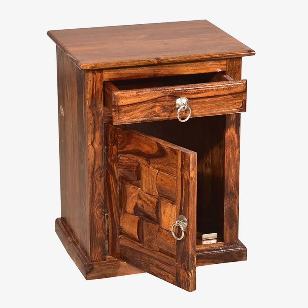 Sheesham Wood Storage Bedside Table
