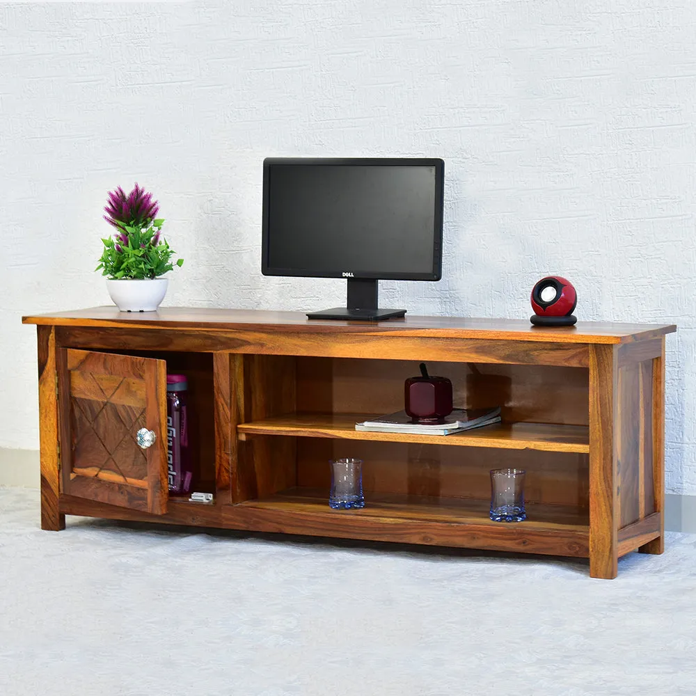 Sheesham Wood Yellow Brown TV Unit/ Multipurpose Cabinet