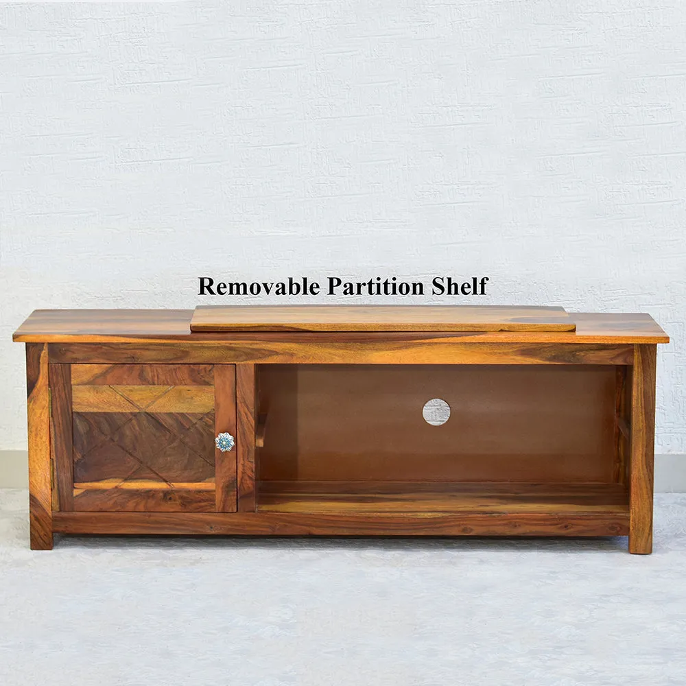 Sheesham Wood Yellow Brown TV Unit/ Multipurpose Cabinet