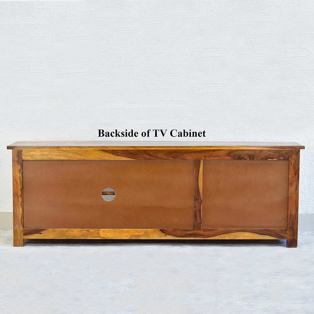 Sheesham Wood Yellow Brown TV Unit/ Multipurpose Cabinet