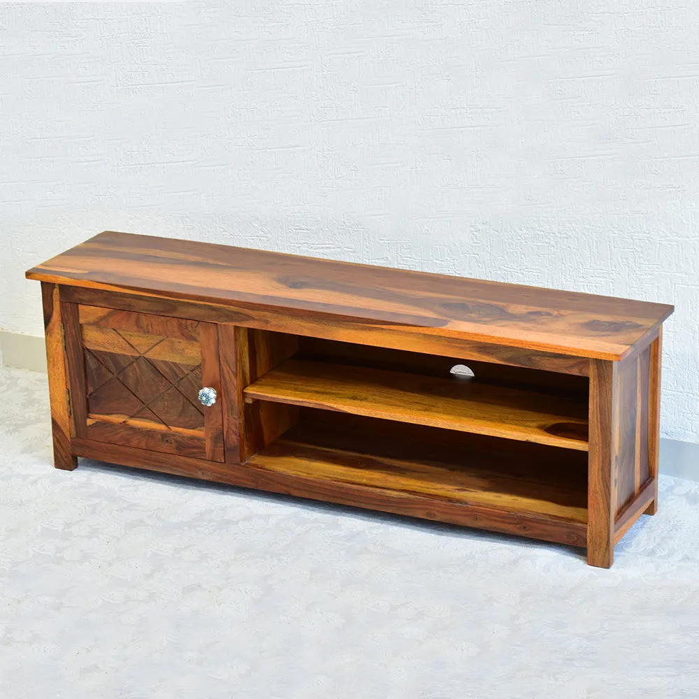 Sheesham Wood Yellow Brown TV Unit/ Multipurpose Cabinet