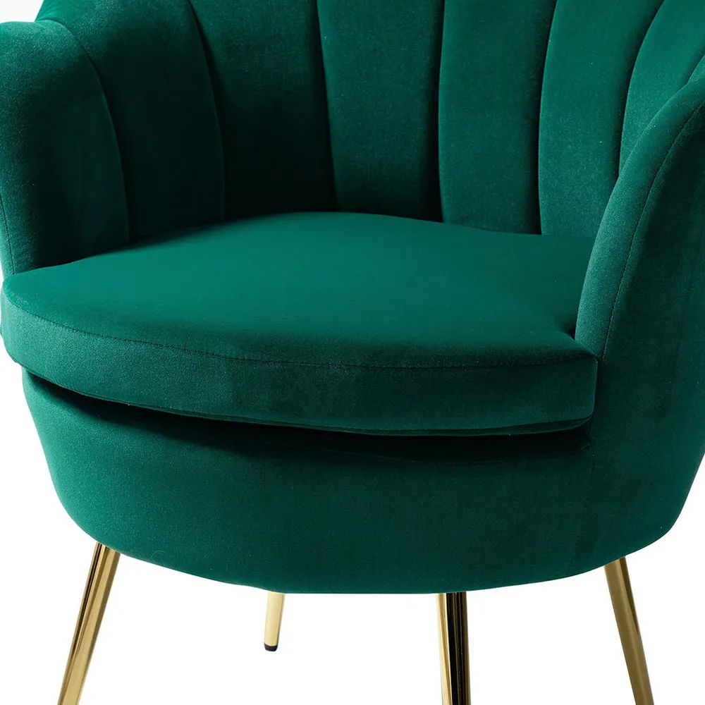 Shell Motif Luxury Green Velvet Lounge Chair Single Chair
