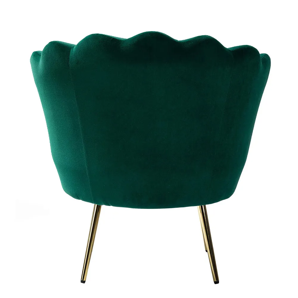Shell Motif Luxury Green Velvet Lounge Chair Single Chair