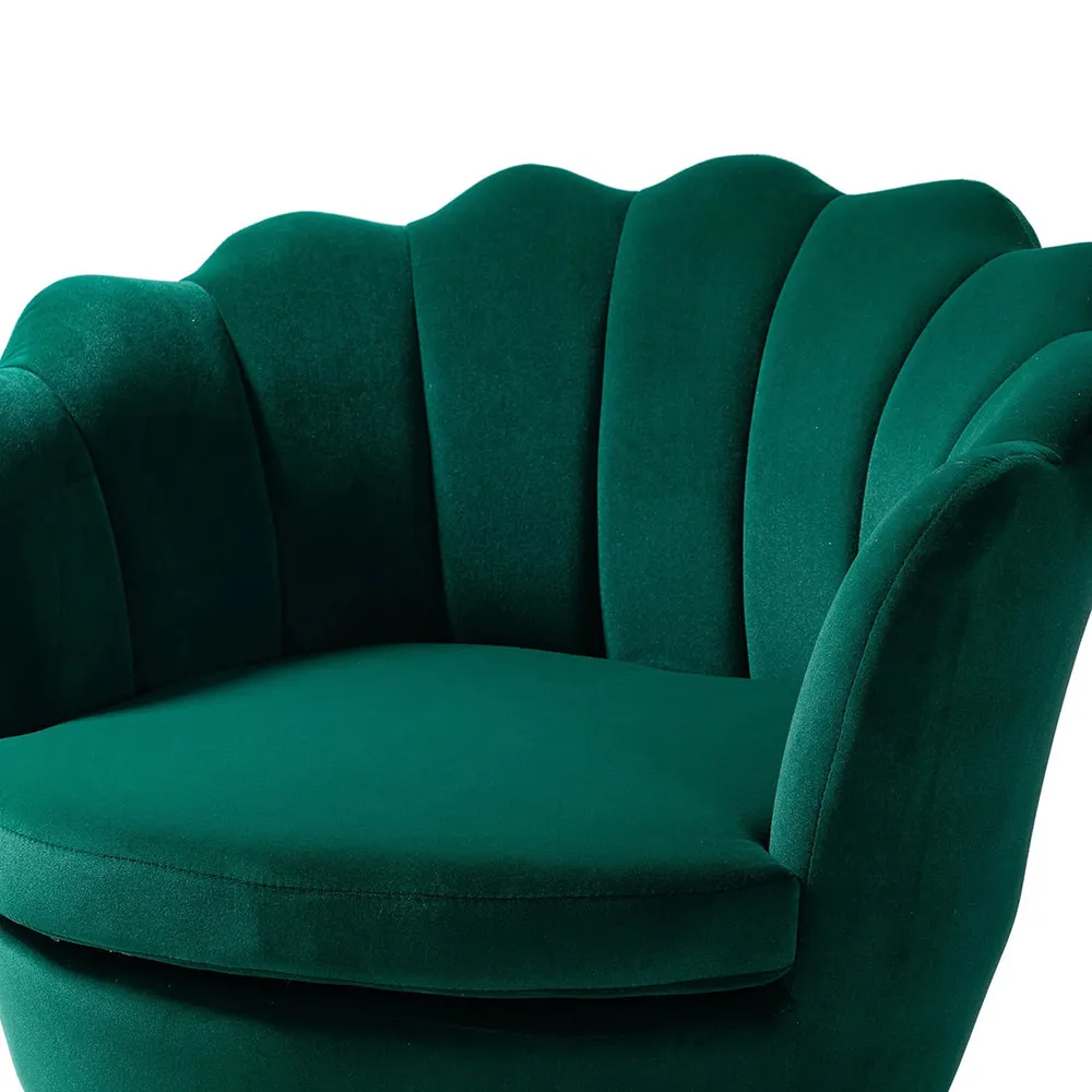 Shell Motif Luxury Green Velvet Lounge Chair Single Chair