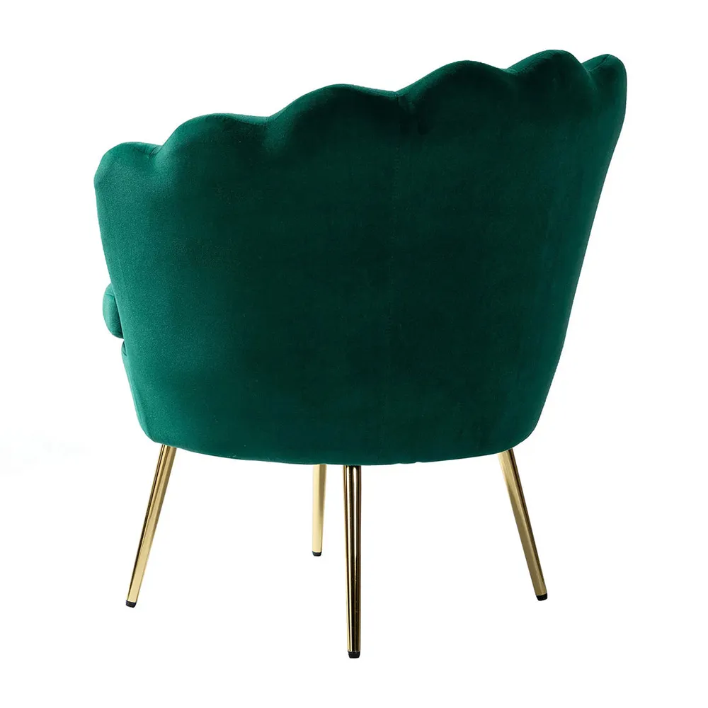 Shell Motif Luxury Green Velvet Lounge Chair Single Chair