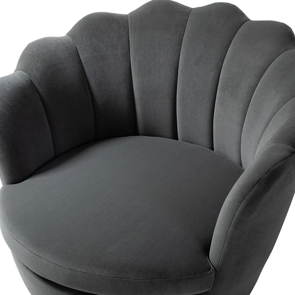 Shell Motif Luxury Grey Velvet Lounge Chair Single Chair