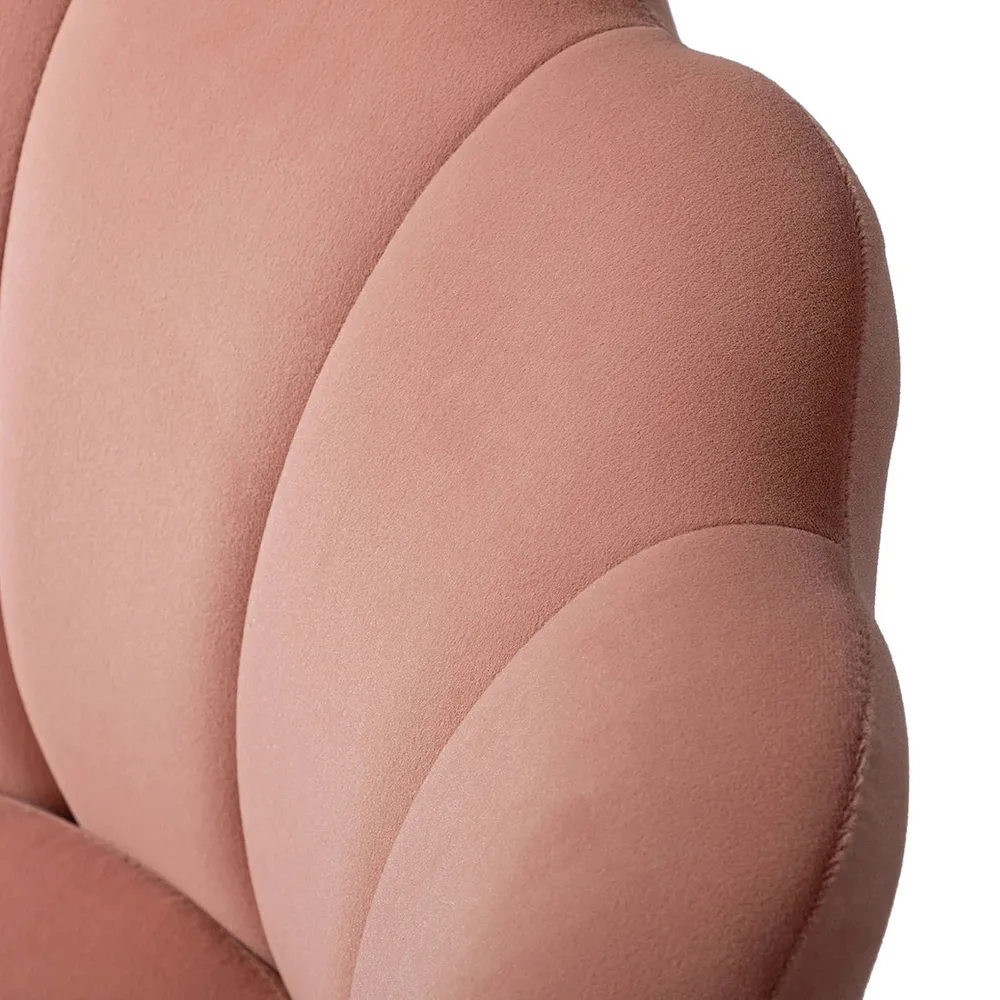 Shell Motif Luxury Pink Velvet Lounge Chair Single Chair