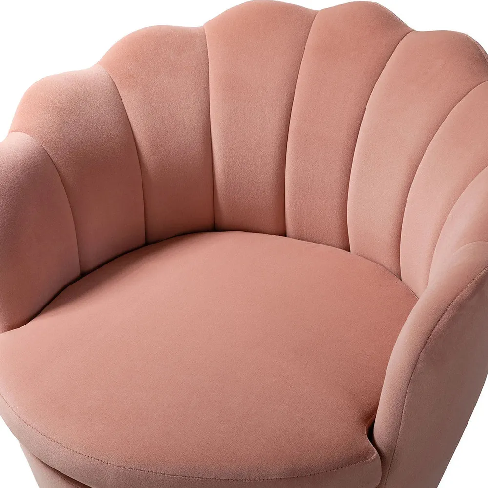 Shell Motif Luxury Pink Velvet Lounge Chair Single Chair